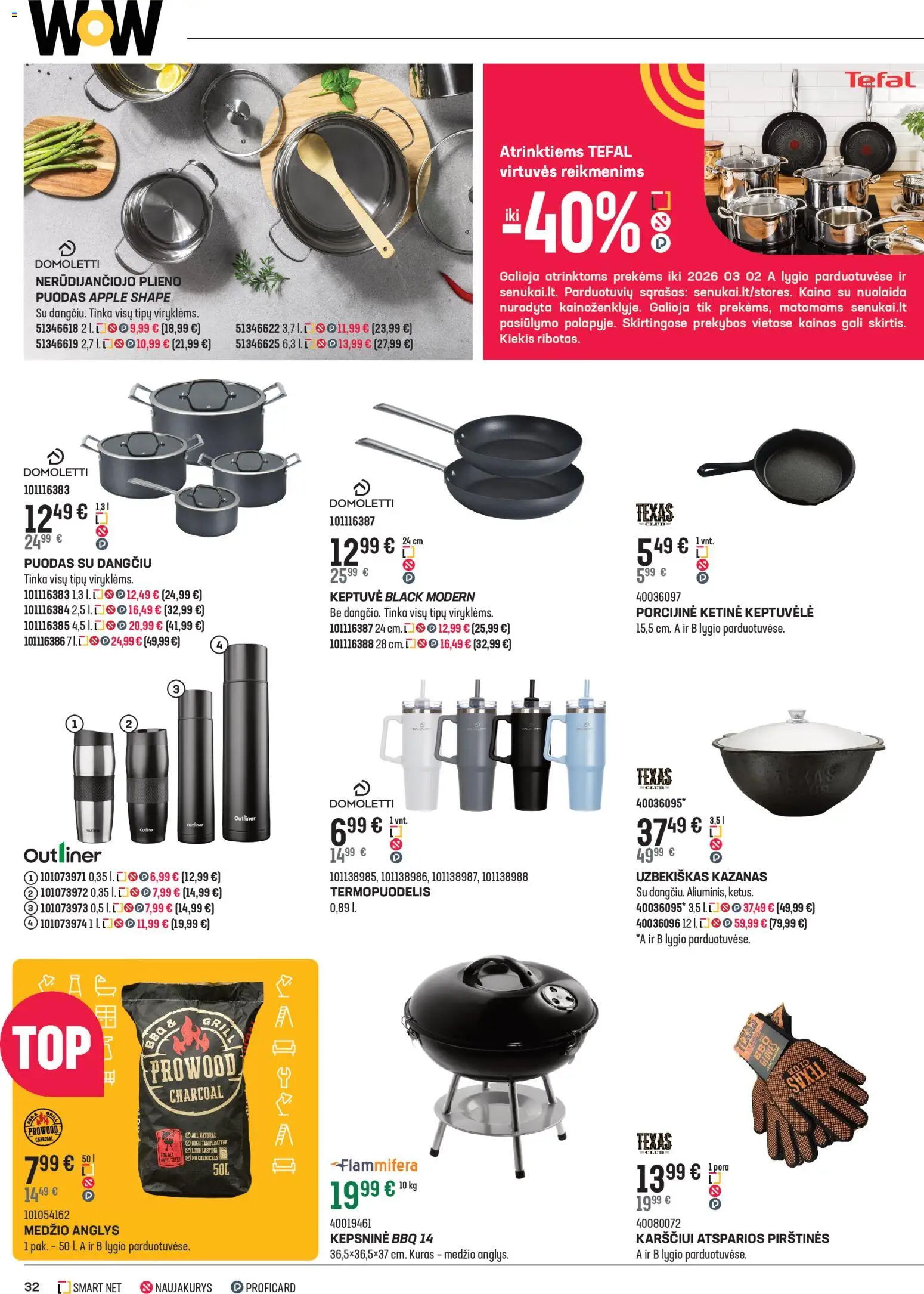 Senukai akcijos nuo 04.02.2026 | Puslapis: 32 | Prekių: Keptuvė, Puodas, Pirštines