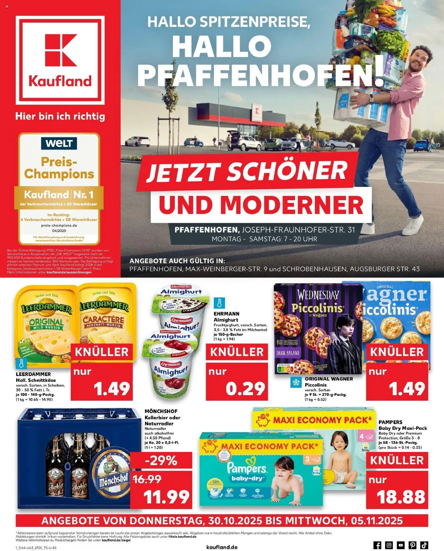 Kaufland prospekt Schrobenhausen	 – gültig ab 30.10.2025 | Seite: 1 | Produkte: Pampers, Leerdammer, Piccolinis, Uhr