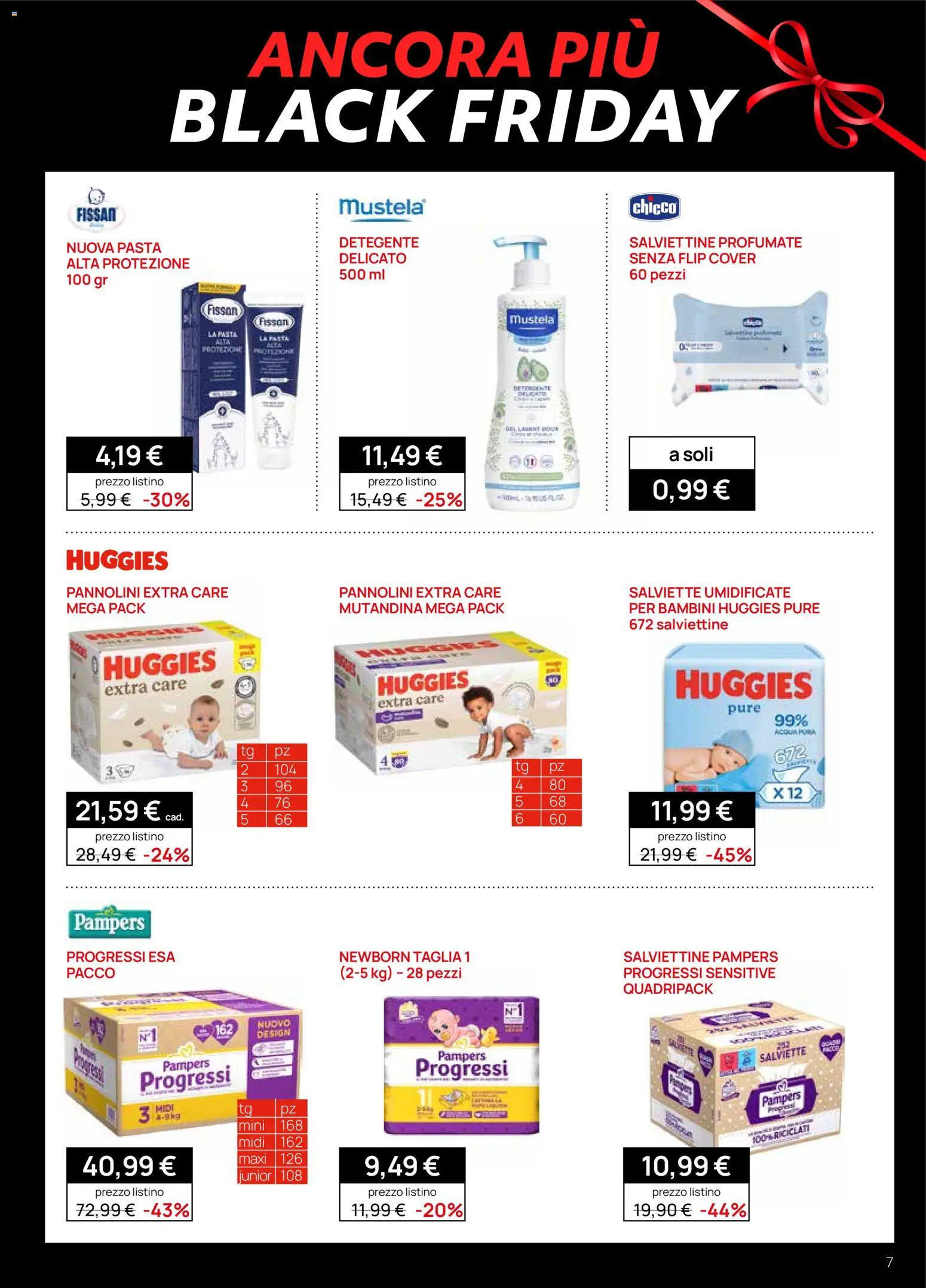 Volantino Prenatal del 28.11.2025 | Pagina: 7 | Prodotti: Pannolini, Acqua, Pasta, Pampers