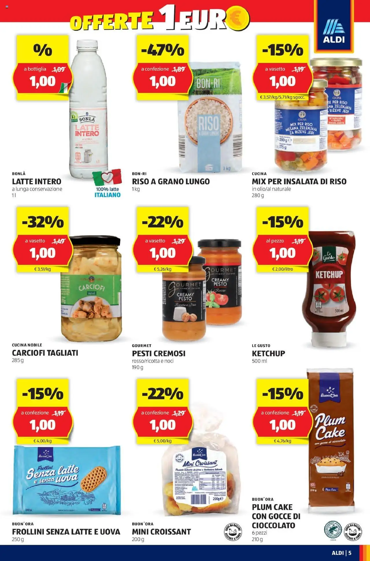 Volantino Aldi del 22.06.2025 | Pagina: 5 | Prodotti: Pesto, Ricotta, Frollini, Insalata di riso