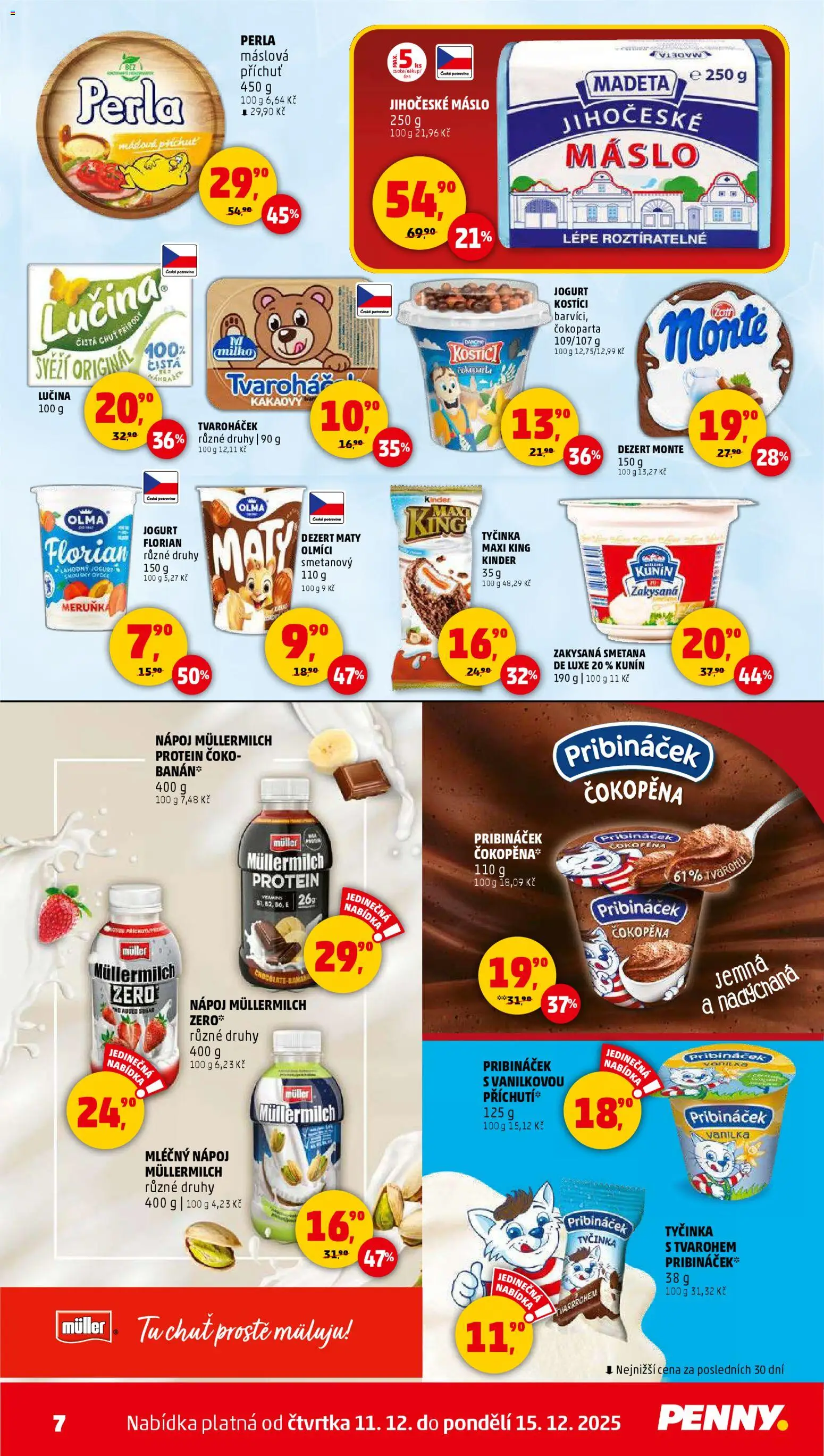 Penny Market leták - Čtvrtečník od 11.12.2025 | Strana: 7 | Produkty: Jogurt, Kostici, Tvaroháček, Jihočeské máslo