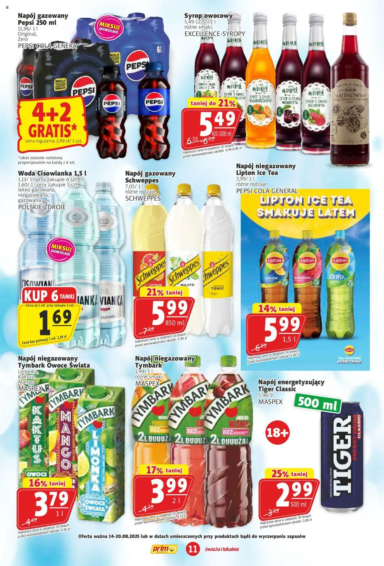 Prim Market Gazetka od 14.08.2025 | Strona: 11 | Produkty: Mango, Syrop, Pepsi, Owoce