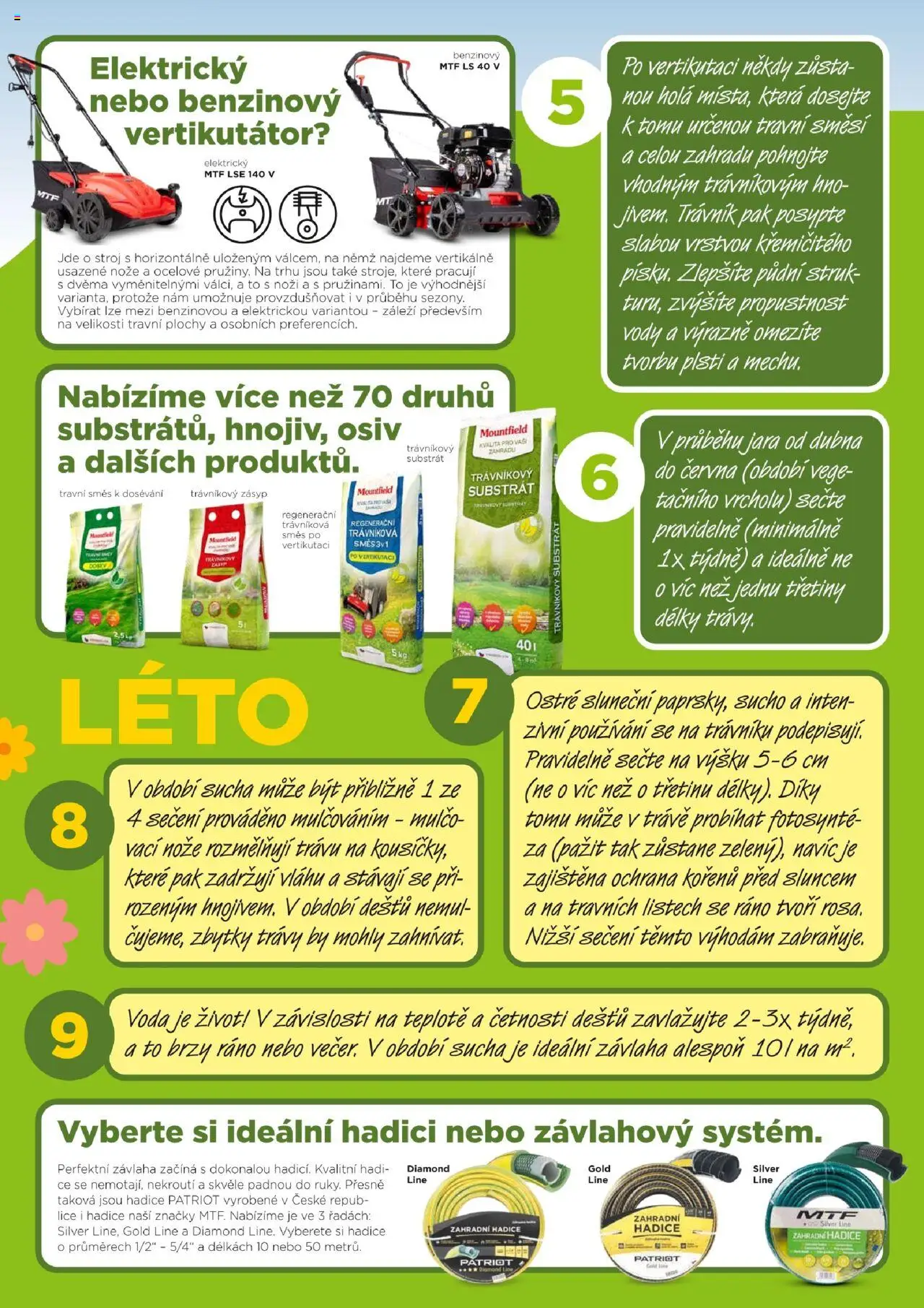 Mountfield katalog - Péče o trávník od 24.03.2023 | Strana: 3 | Produkty: Vertikutátor, Voda, Substrát, Hadice