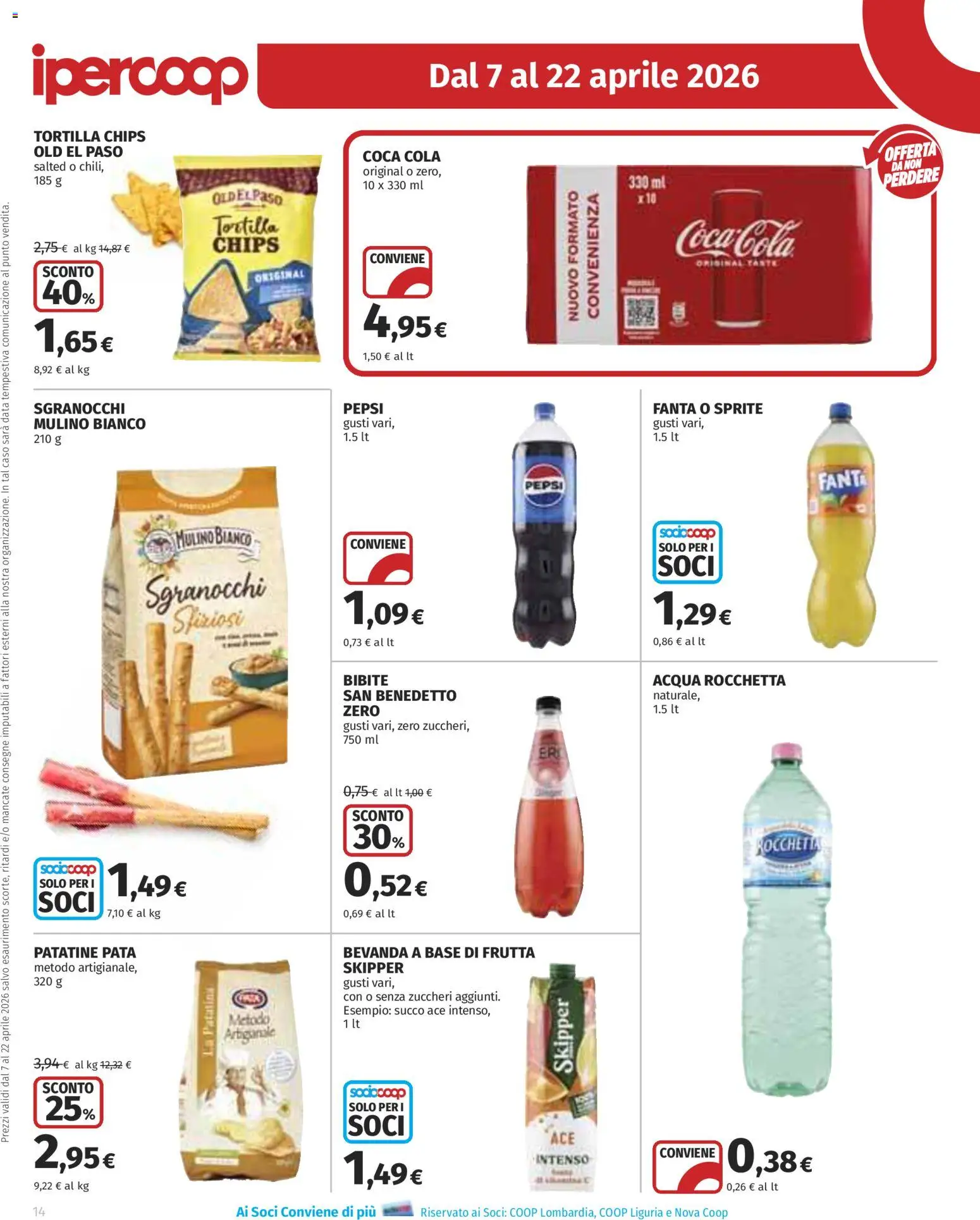 Volantino Ipercoop del 07.04.2026 | Pagina: 14 | Prodotti: Acqua, Data, Fanta, Pepsi