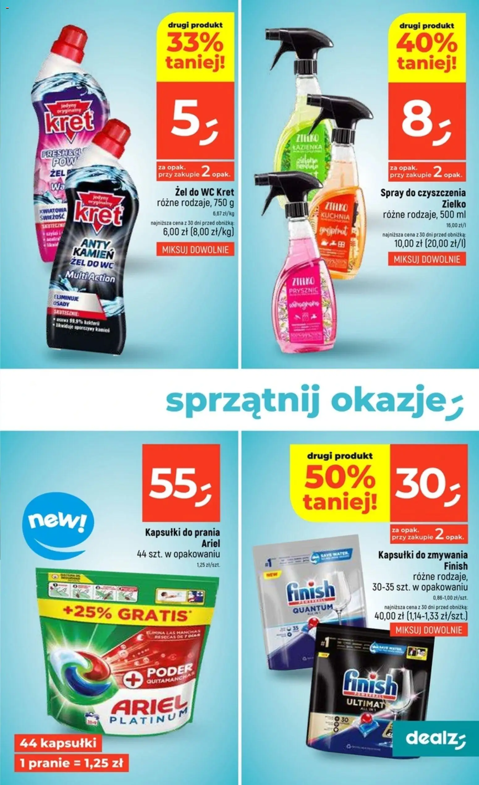 Dealz Gazetka od 23.10.2025 | Strona: 23 | Produkty: Prysznic, Ariel, Kapsułki do prania, Finish