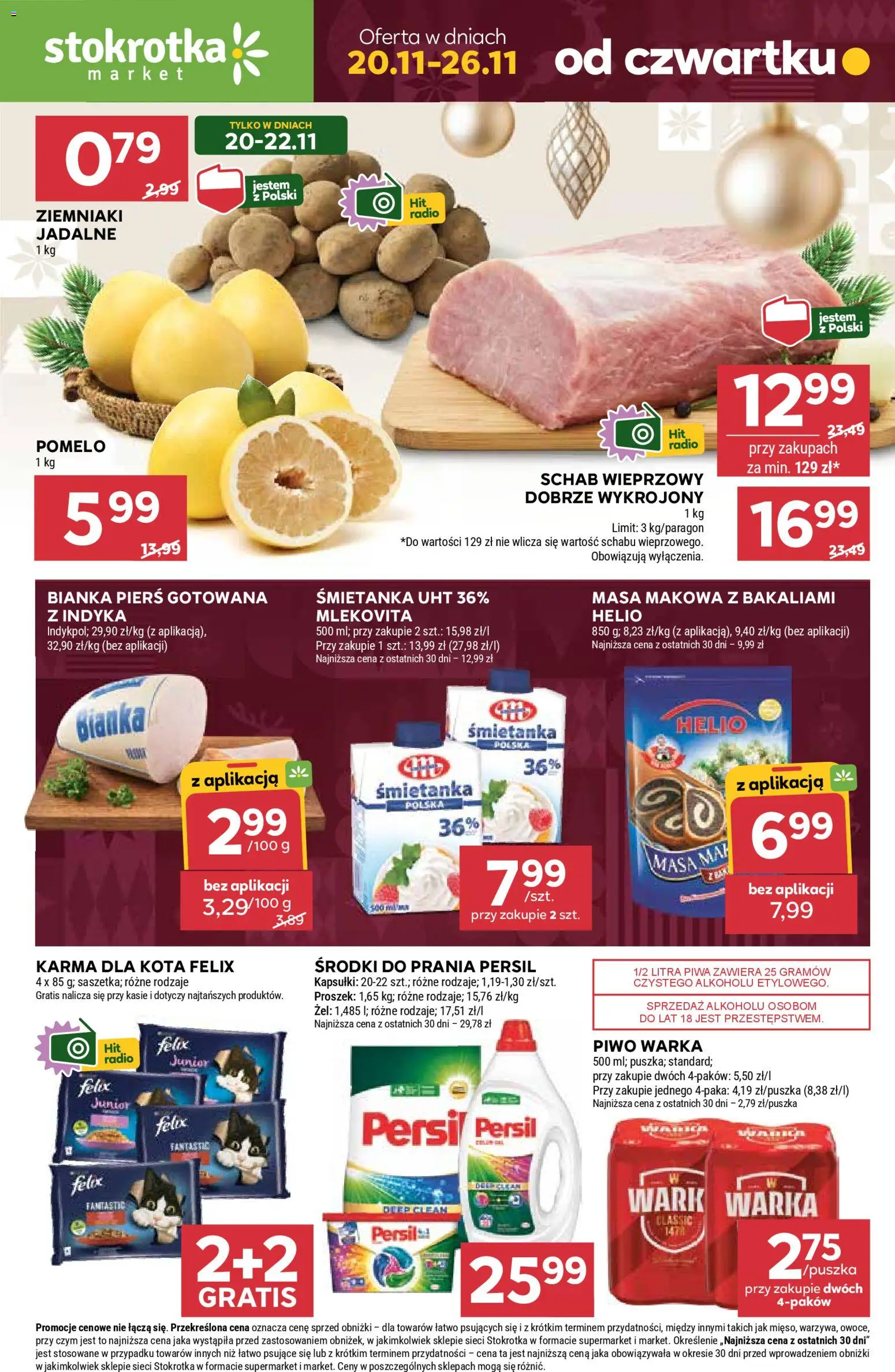 Stokrotka Gazetka - Market od 20.11.2025 | Strona: 1 | Produkty: Persil, Pomelo, Piwo Warka, Piwo