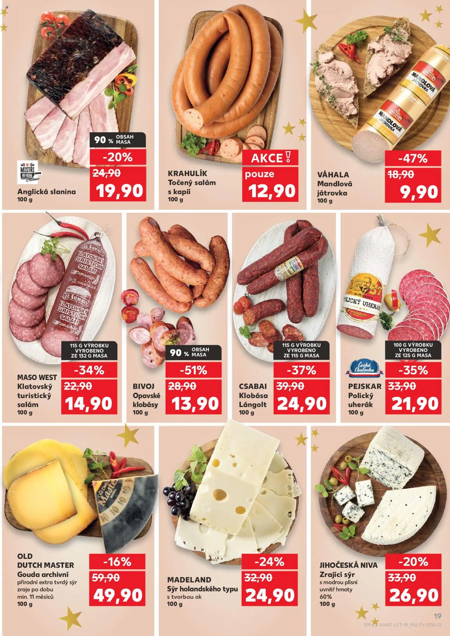 Kaufland leták - Plzeň od 19.11.2025 | Strana: 19 | Produkty: Uherák, Gouda, Klobása, Klobásy