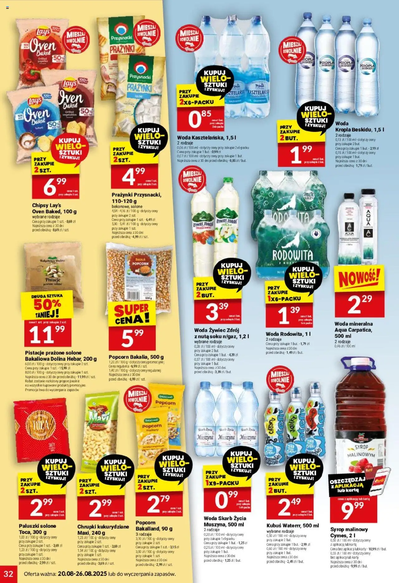 Twój Market Gazetka od 20.08.2025 | Strona: 32 | Produkty: Karta, Woda żywiec, Paluszki, Woda