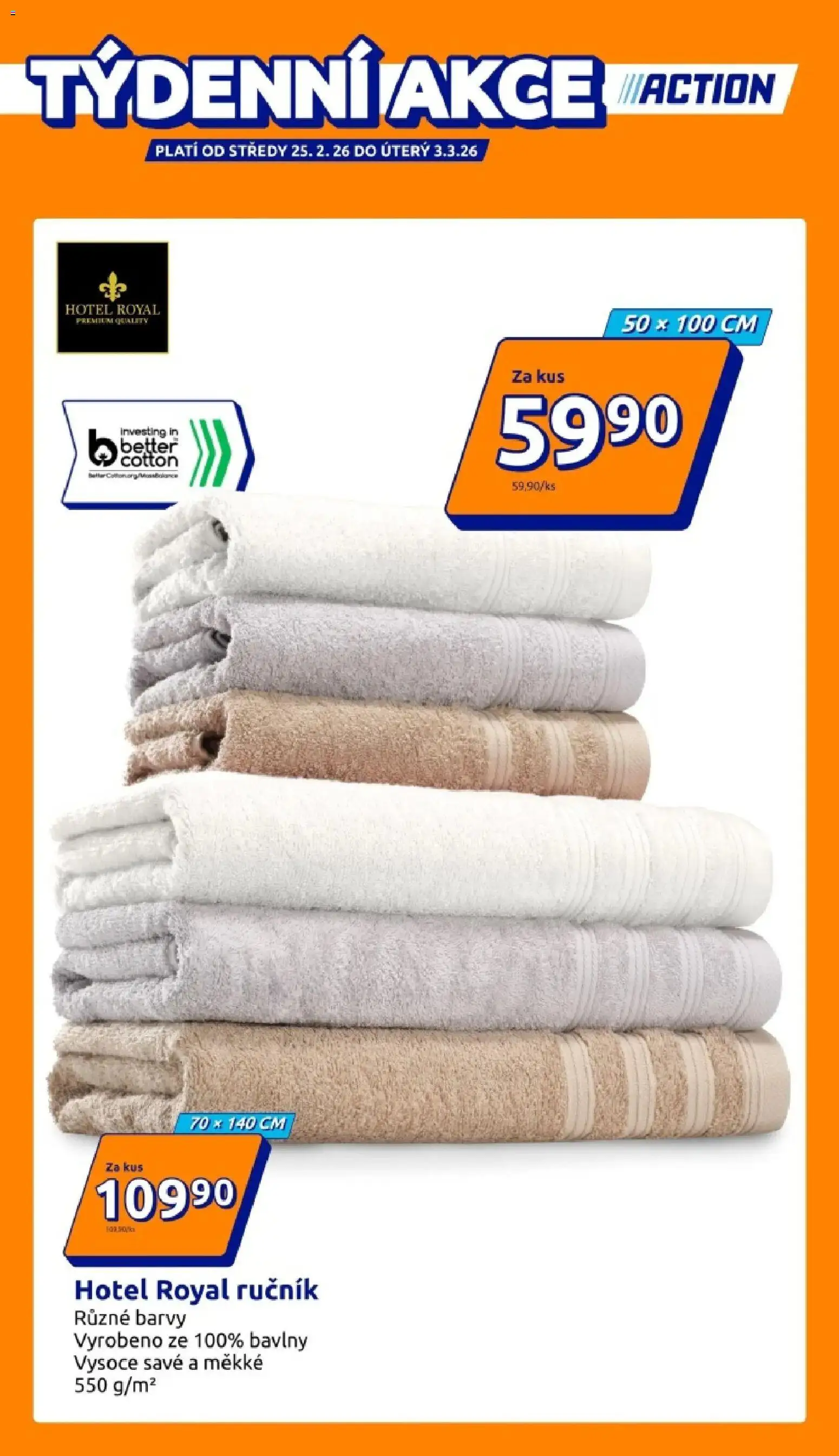 Action aktuální leták od 25.02.2026 | Strana: 1 | Produkty: Ručník, Barvy