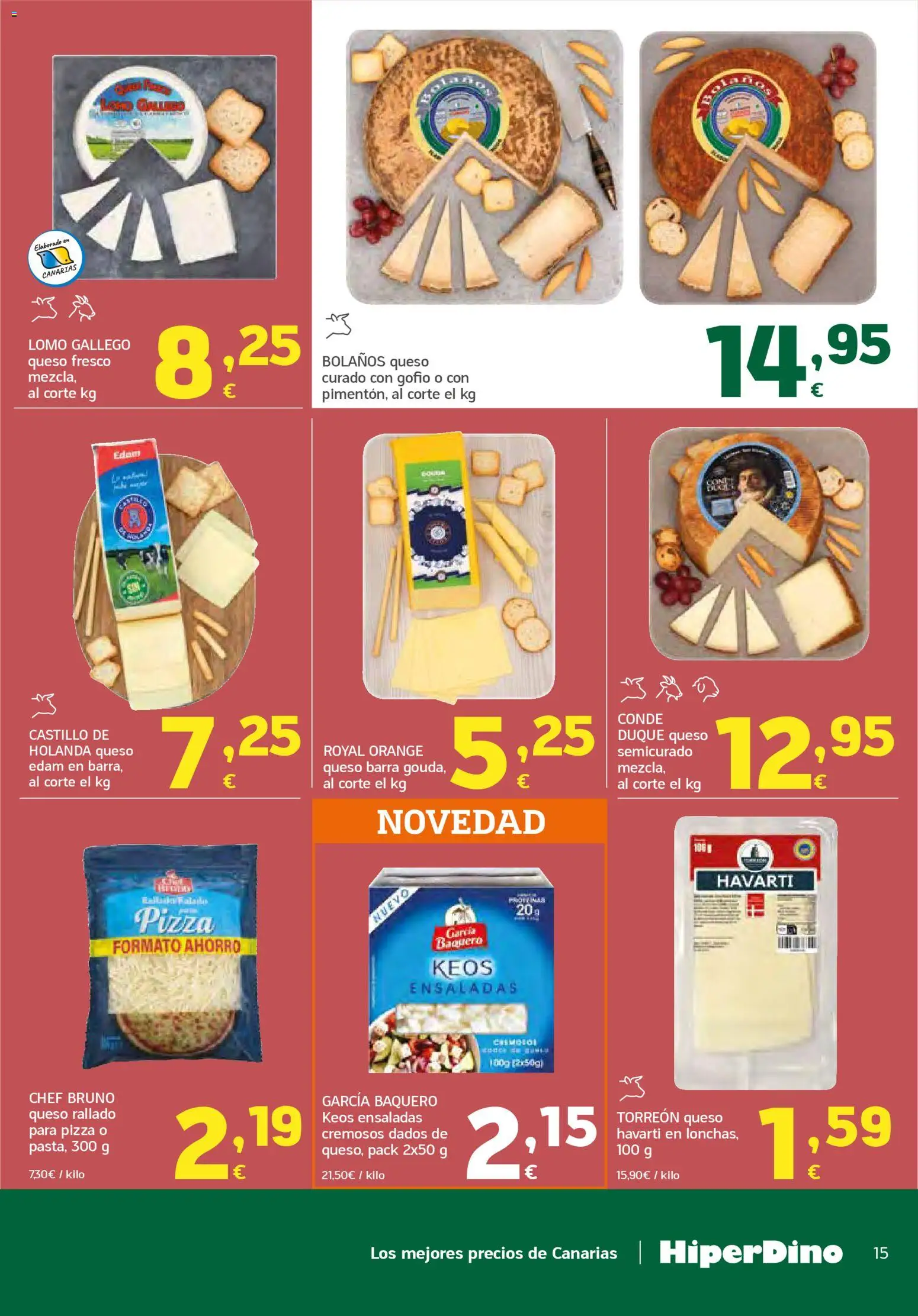HiperDino folleto │ válido desde el 23.04.2026 | Página: 15 | Productos: Queso, Pizza, Queso fresco, Queso rallado