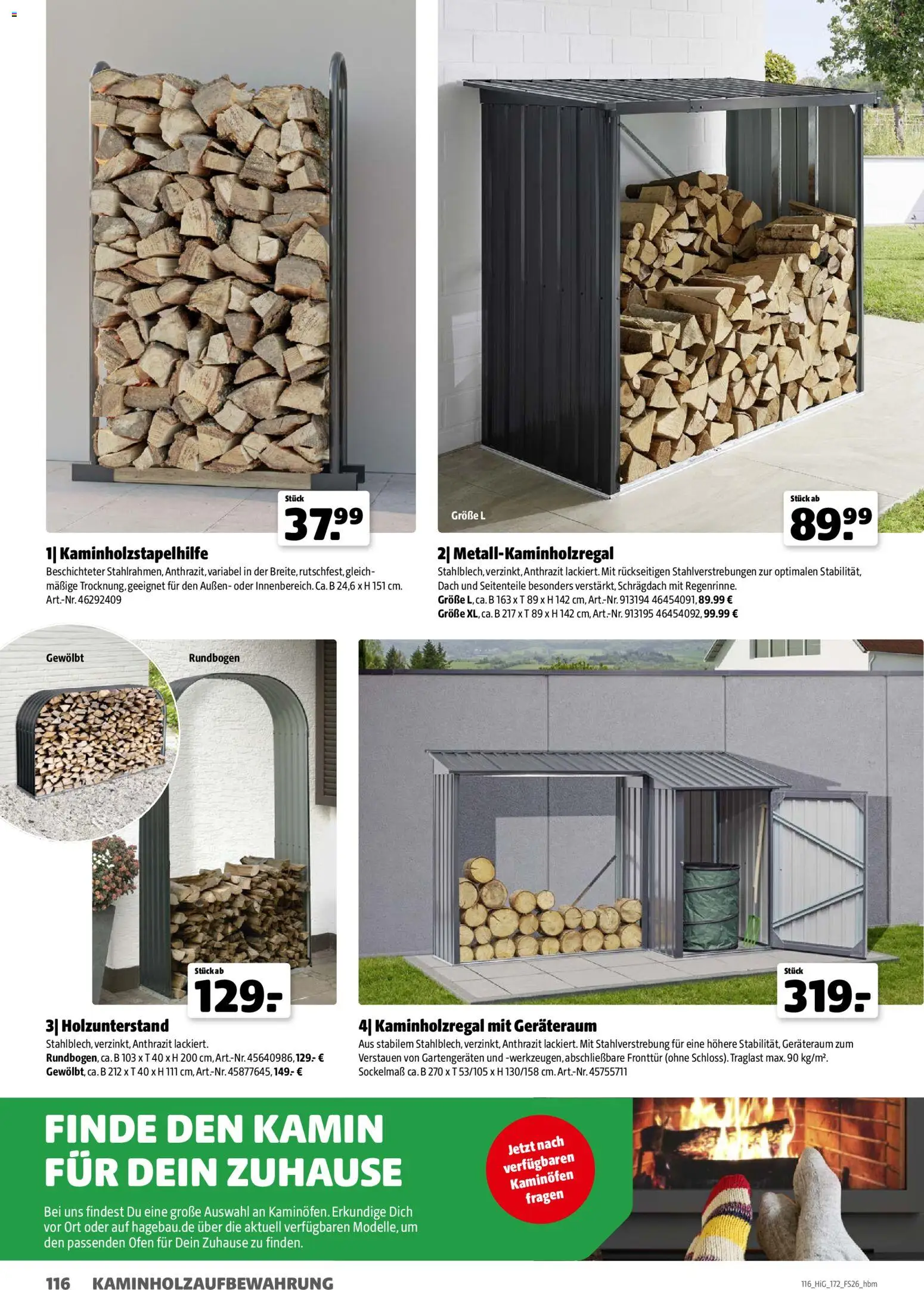 Hagebau Gartengestaltungsortiment – gültig ab 02.03.2026 | Seite: 116 | Produkte: Ofen, Kamin, Kaminofen