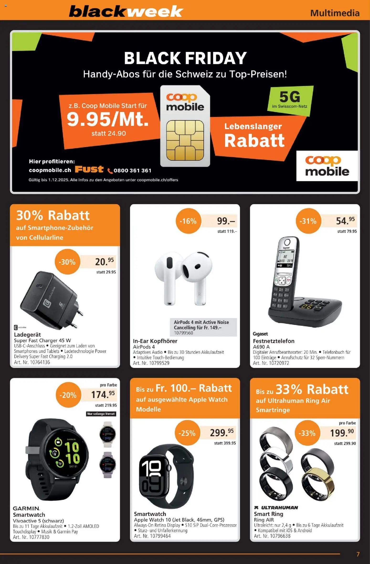 Fust - Black Friday – gültig ab 25.11.2025 | Seite: 7 | Produkte: Kopfhörer, Smartwatch, Airpods, Apple Watch