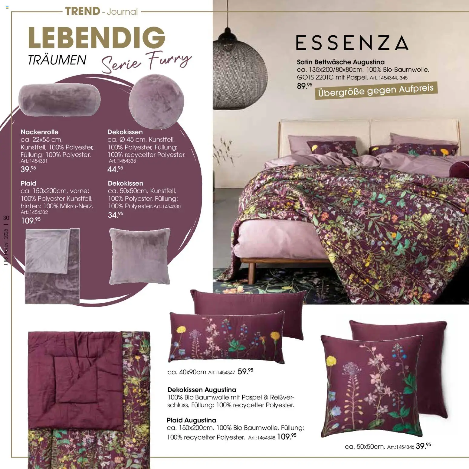 Zurbrüggen Trend-Journal Herbst – gültig ab 21.10.2025 | Seite: 30 | Produkte: Bettwäsche