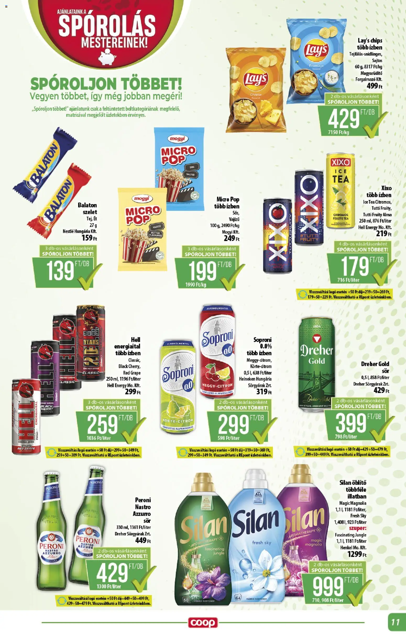 COOP akciós ujság - amely érvényes a következő dátumtól: 23.04.2026 | Oldal: 11 | Termékek: Heineken, Ice tea, Alma, Citrom