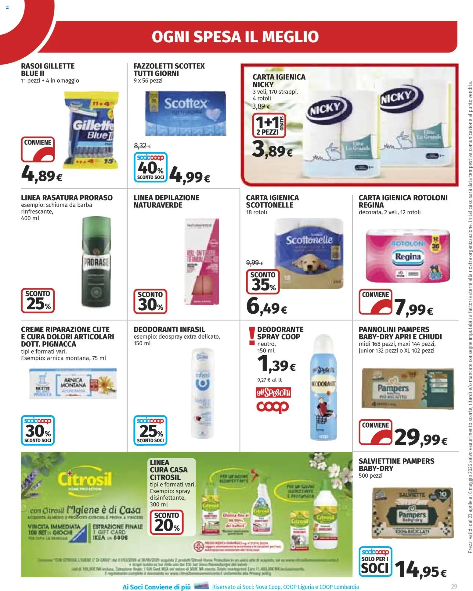 Volantino Ipercoop del 23.04.2026 | Pagina: 29 | Prodotti: Pannolini, Tè, Fazzoletti, Pampers