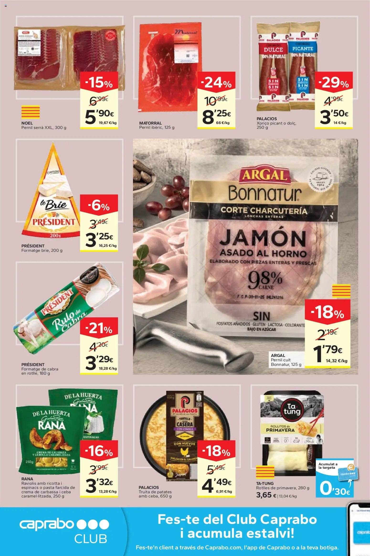 Caprabo Abaixem el preu │ válido desde el 12.03.2026 | Página: 4 | Productos: Jamón, Pasta, Crema, Horno