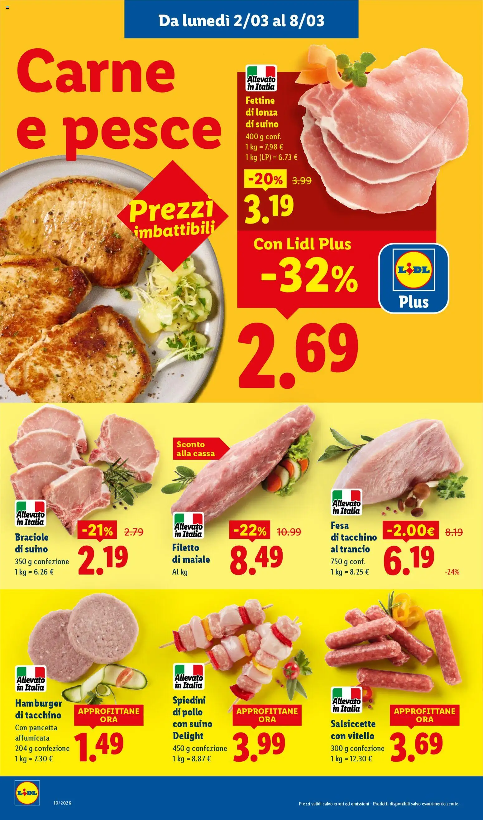 Volantino Lidl del 02.03.2026 | Pagina: 6 | Prodotti: Maiale, Suino, Hamburger, Spiedini