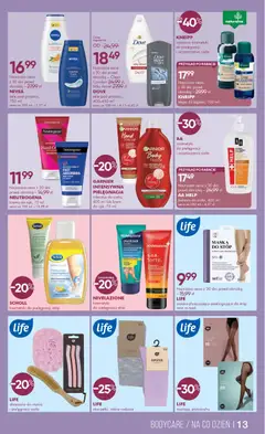 Pogląd oferty "Super-pharm gazetka" - ważna od 08.04.2026 | Strona: 13 | Produkty: Pończochy, Mleczko do ciała, Lotion, Krem do stóp