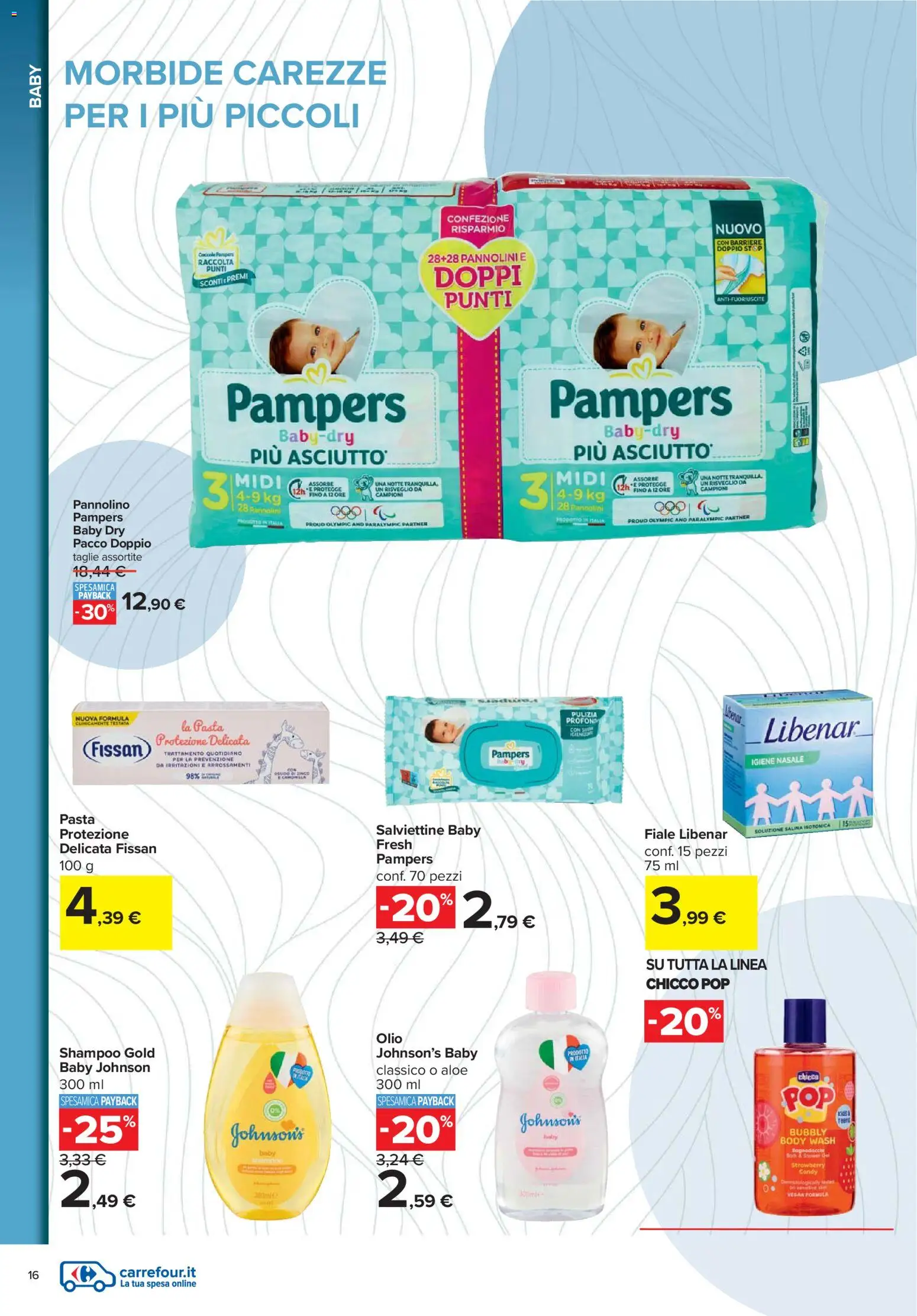 Volantino Carrefour del 07.11.2025 | Pagina: 16 | Prodotti: Shampoo, Pannolini, Pasta, Pampers