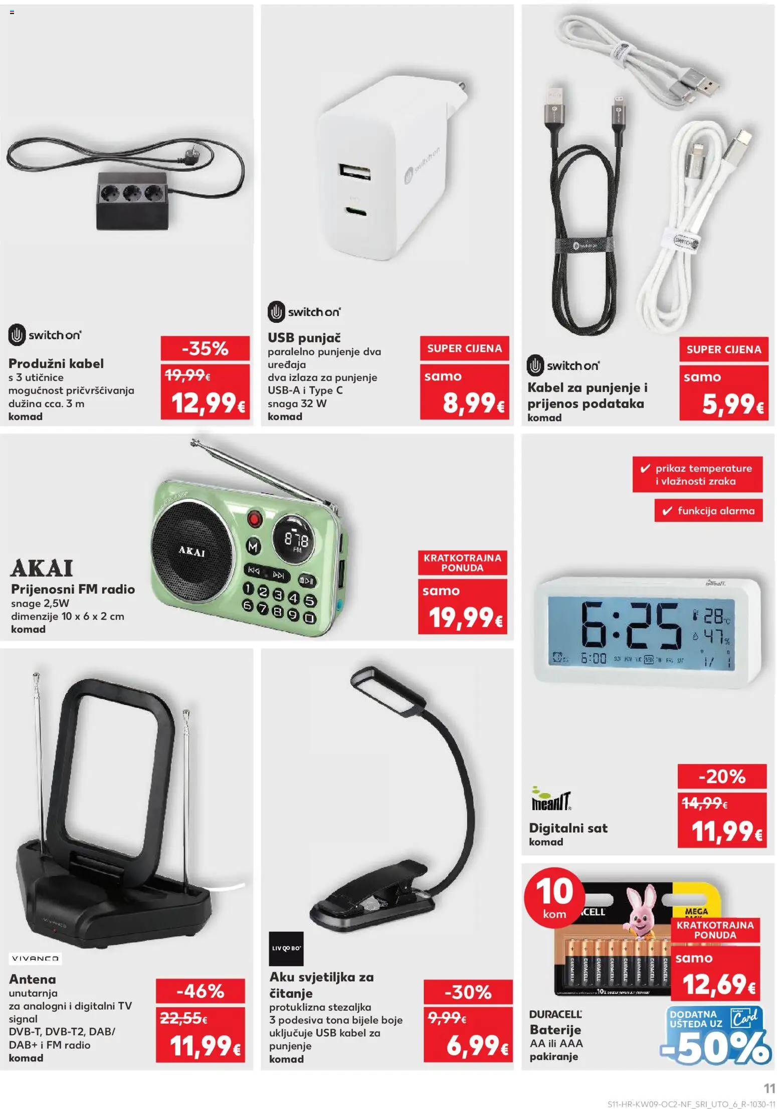 Kaufland HR akciós ujság - amely érvényes a következő dátumtól: 25.02.2026 | Oldal: 11 | Termékek: Rádió, Kábel, USB, TV
