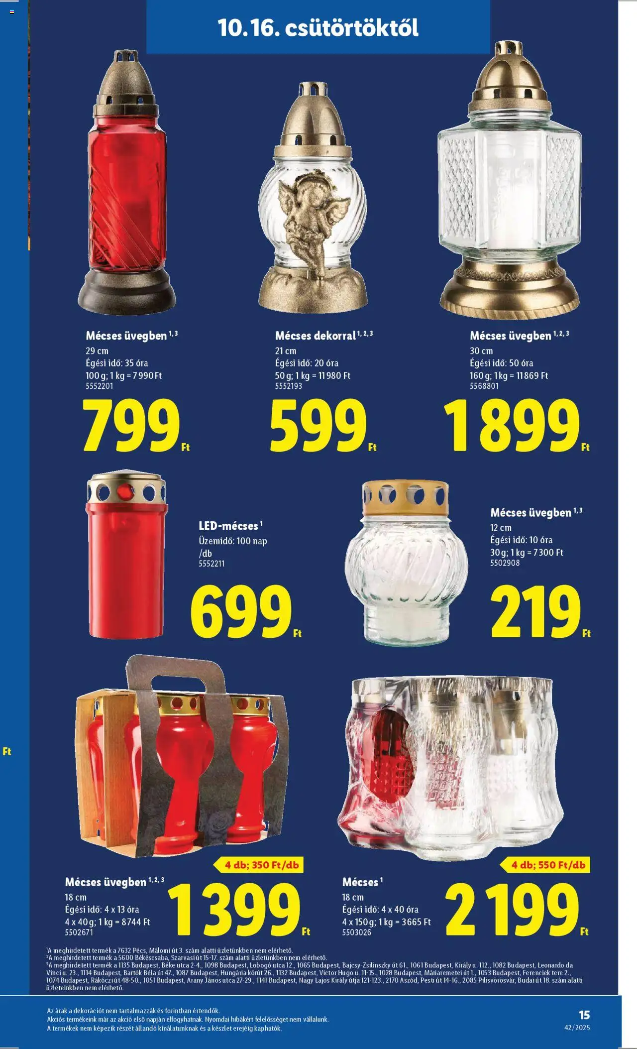 Lidl akciós ujság - amely érvényes a következő dátumtól: 16.10.2025 | Oldal: 15 | Termékek: Mécses, Óra