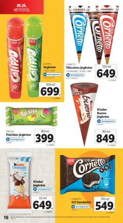 Lidl akciós ujság - amely érvényes a következő dátumtól: 26.05.2025 | Oldal: 16 | Termékek: Lime, Eper, Jégkrém, Pálcikás jégkrém