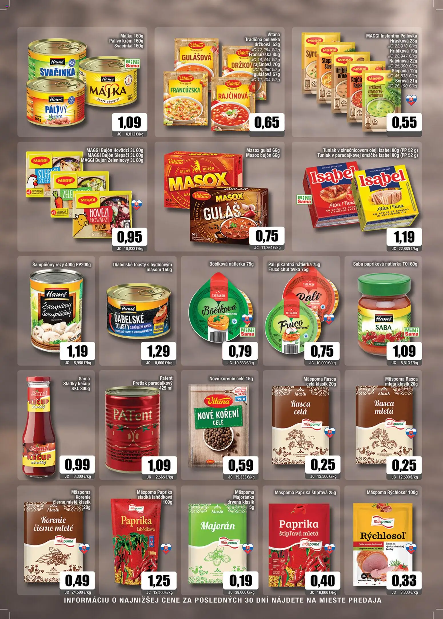 Nové Sama akcie – leták je platný od 14.11.2025 | Strana: 5 | Produkty: Tuniak, Bujón, Kečup, Korenie