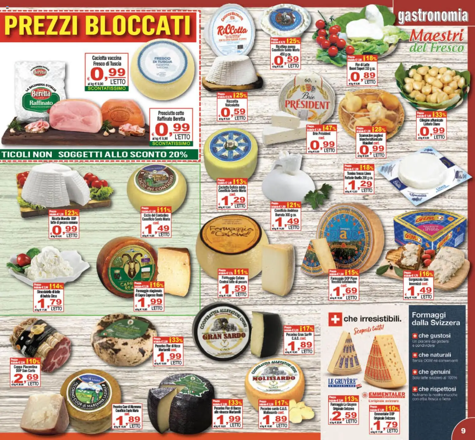 Volantino CTS del 17.04.2026 | Pagina: 9 | Prodotti: Prosciutto Cotto, Latte, Pecorino, Emmental