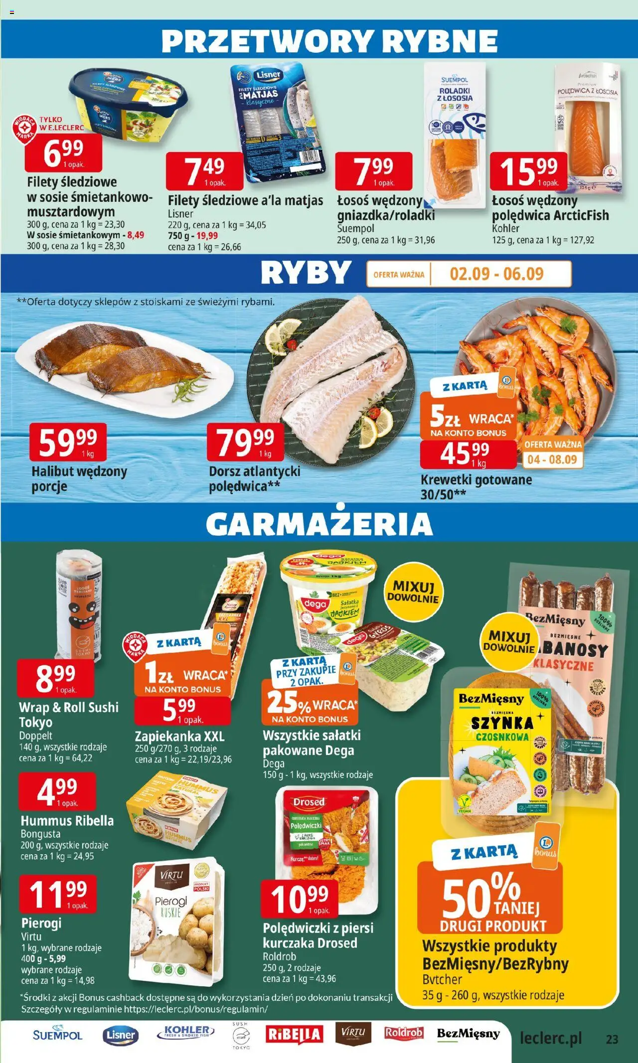 E.Leclerc Gazetka - Wrocław od 02.09.2025 | Strona: 22 | Produkty: Piersi, Pierogi, Krewetki, Szynka