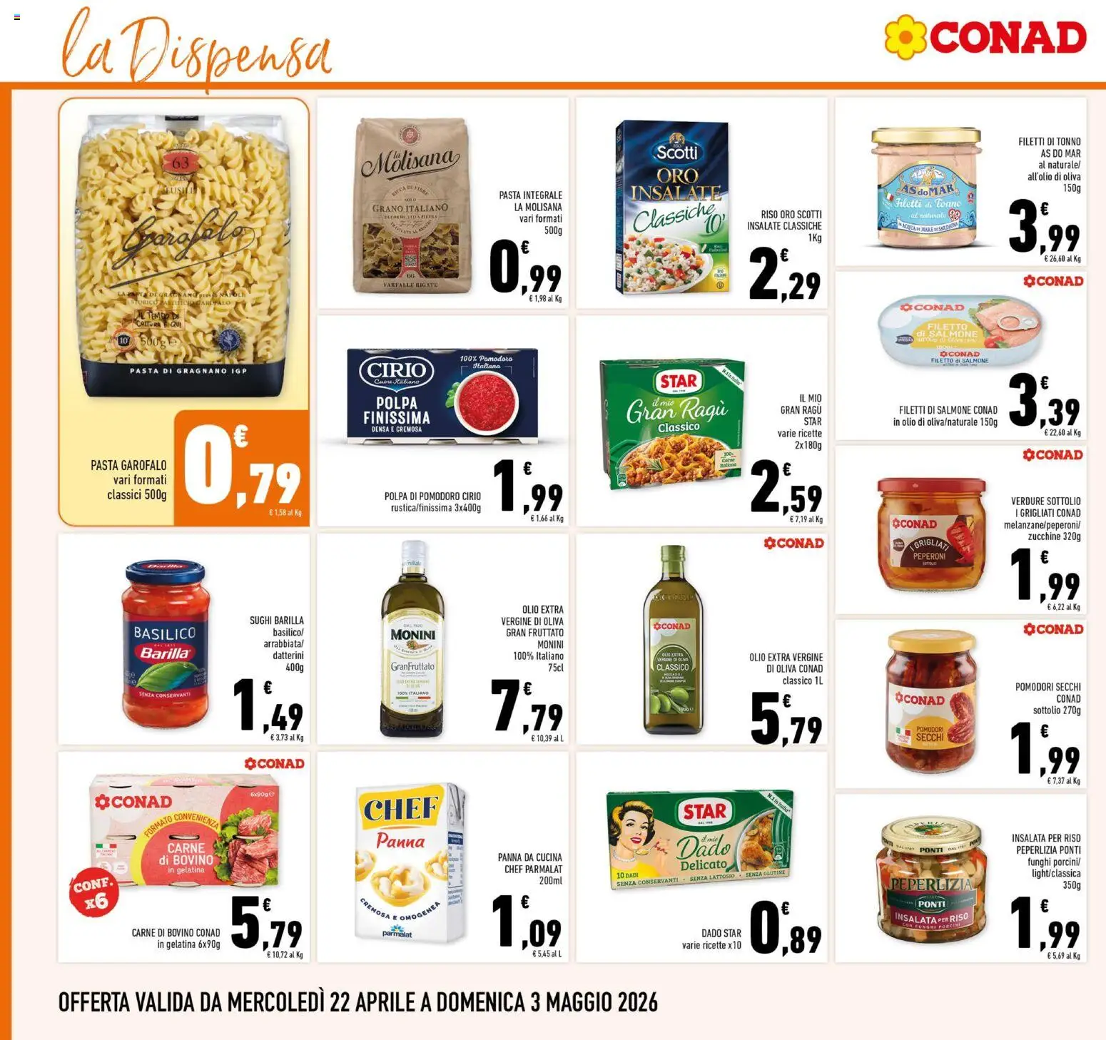 Volantino Conad del 22.04.2026 | Pagina: 16 | Prodotti: Salmone, Insalata, Olive, Pomodori secchi