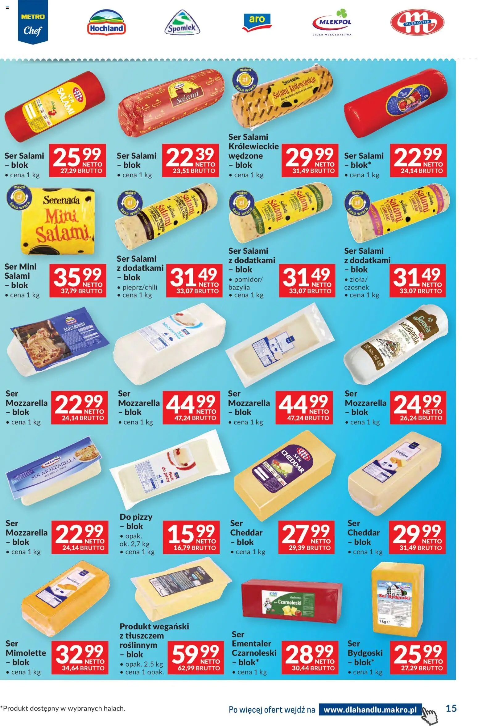 Makro Gazetka - Dystrybucja do sklepów od 07.01.2026 | Strona: 15 | Produkty: Mozzarella do pizzy, Papryka, Ser, Cheddar