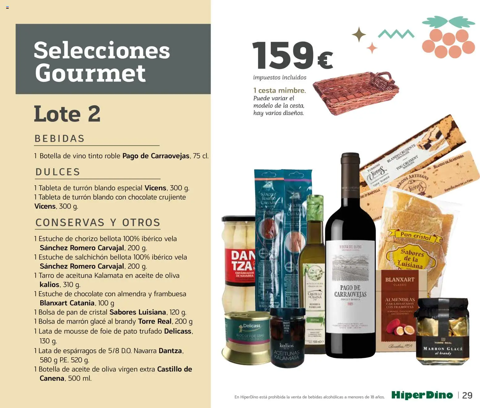 HiperDino - Catálogo Lotes y Cestas │ válido desde el 10.11.2025 | Página: 29 | Productos: Pan, Aceite de oliva virgen extra, Vela, Cesta