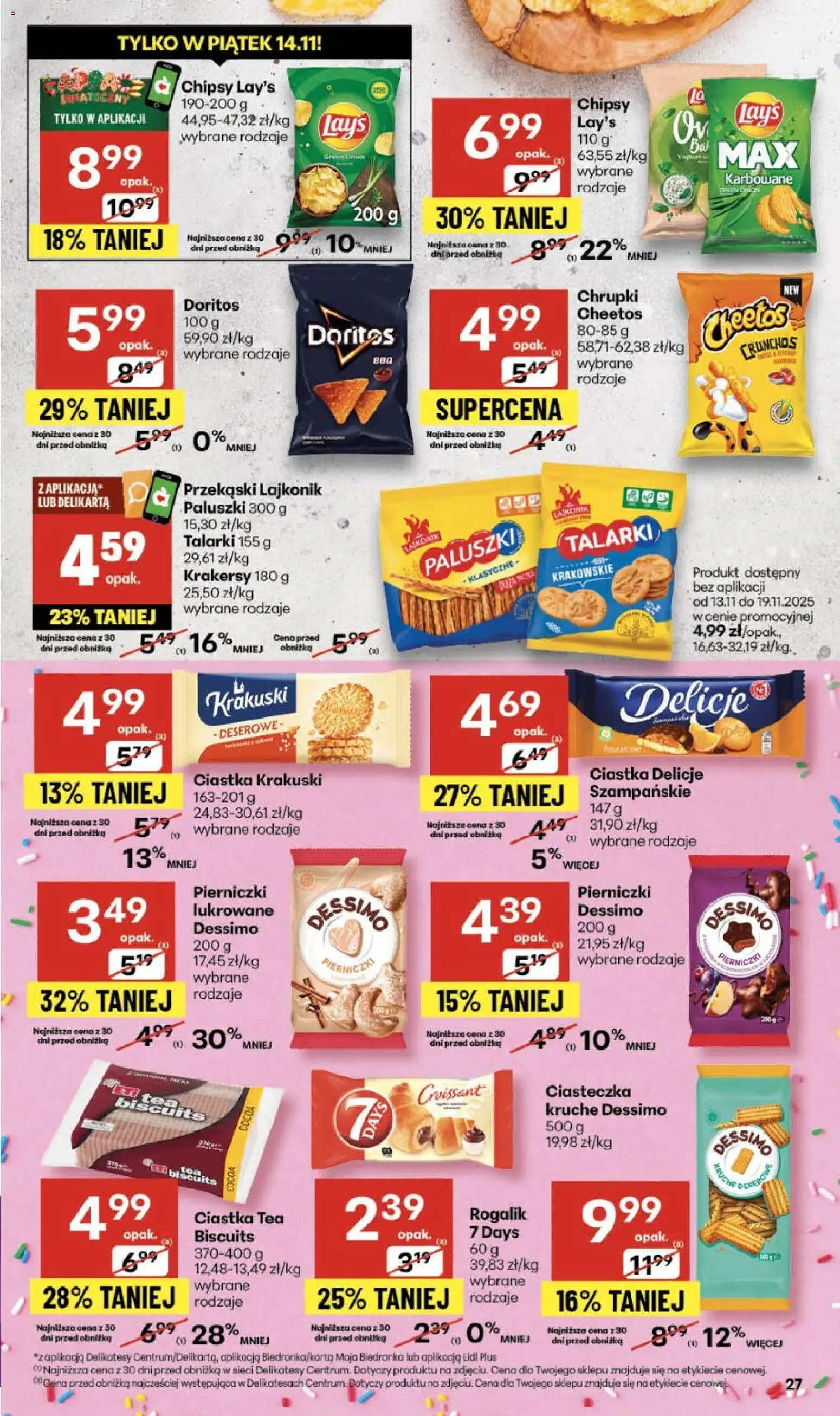 Delikatesy Centrum Gazetka od 13.11.2025 | Strona: 27 | Produkty: Chipsy, Lays, Paluszki, Ciastka