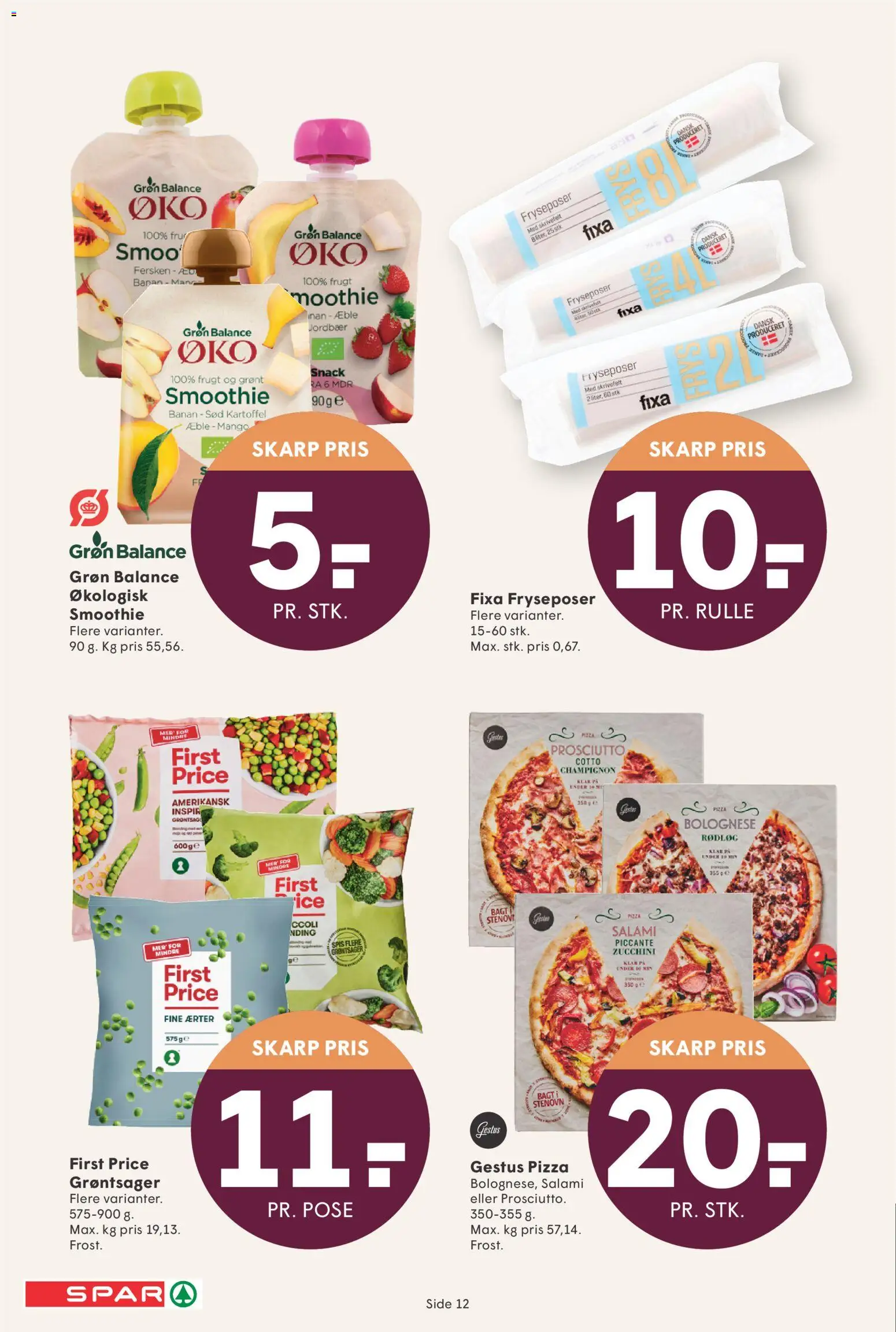 Spar tilbudsavis – gyldig fra 24.10.2025 | Side: 12 | Produkter: Mango, Champignon, Jordbær, Smoothie