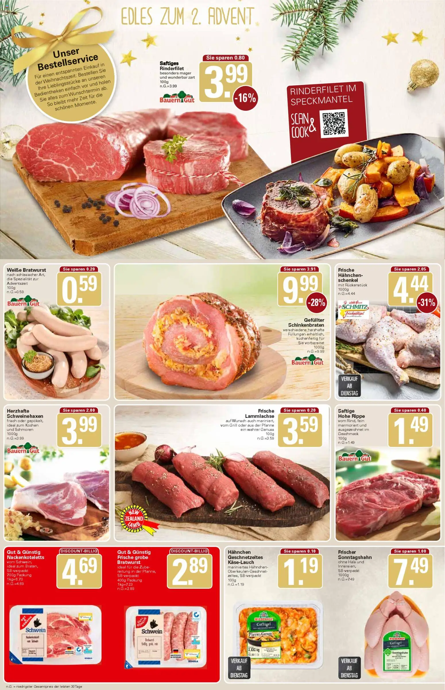 WEZ Prospekt – gültig ab 01.12.2025 | Seite: 4 | Produkte: Grill, Hahnchen, Rinderfilet, Bratwurst