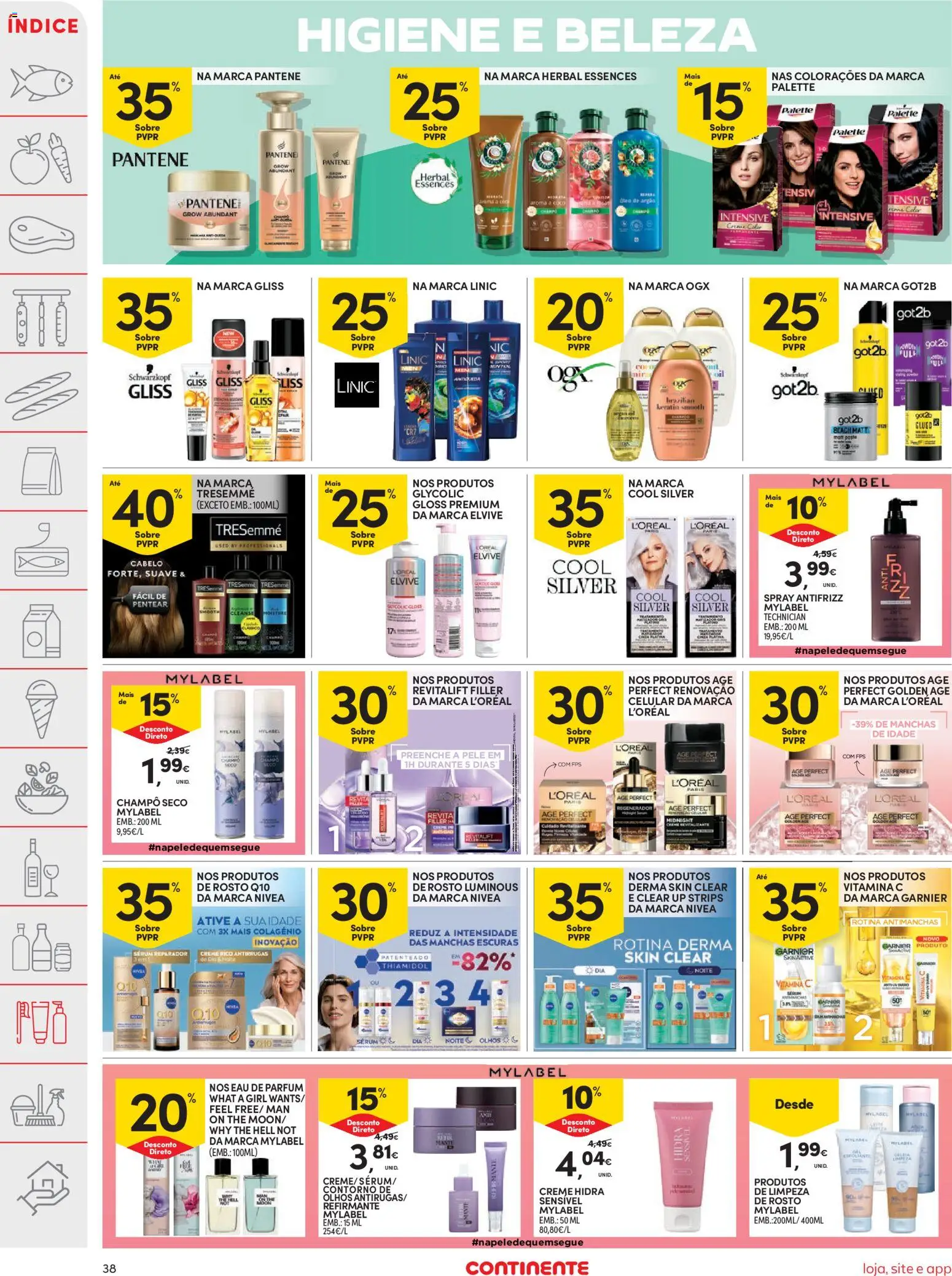 Continente folheto │ válido de 14.04.2026 | Página: 38 | Produtos: Gloss, Shampoo, Sérum, Vitamina c