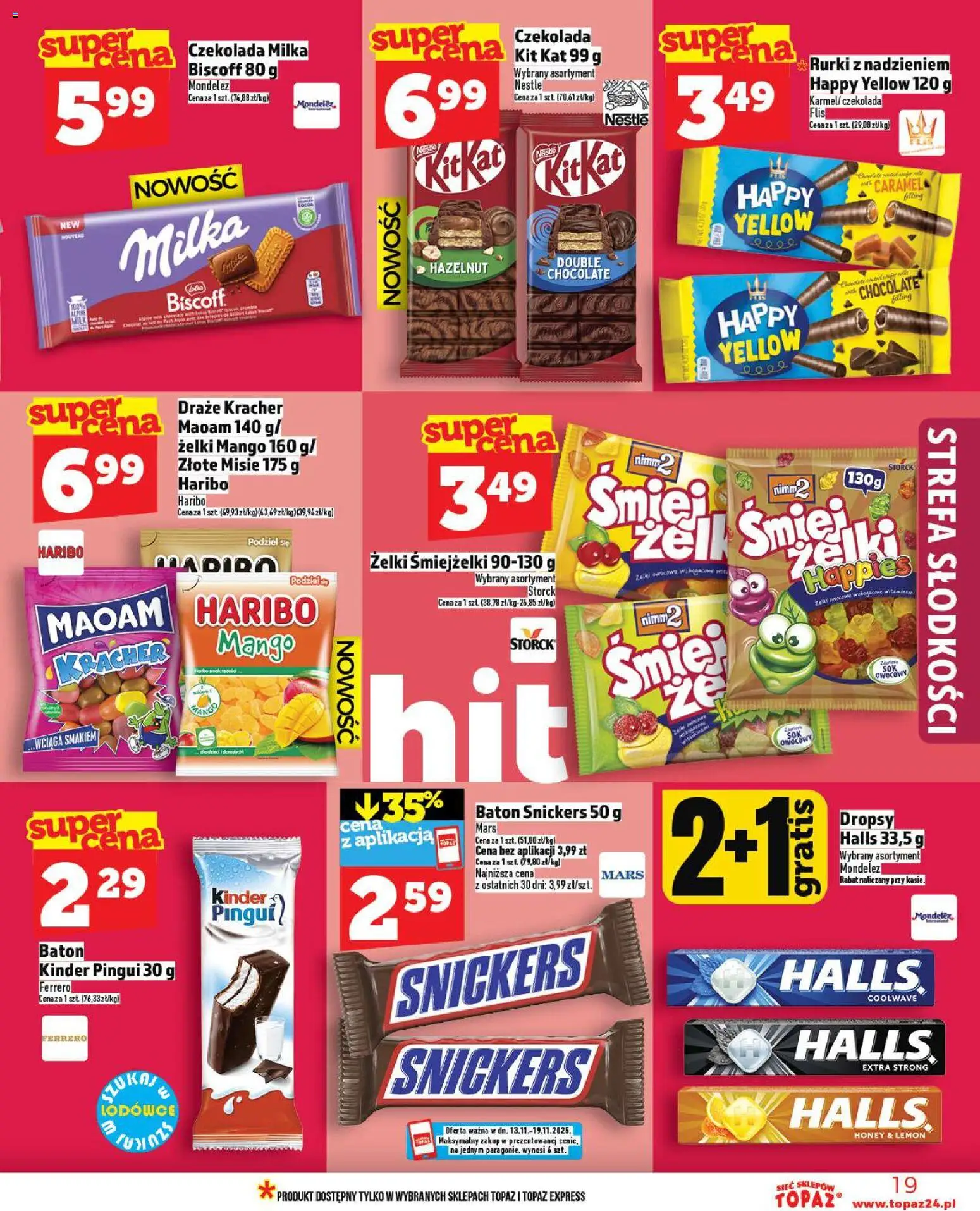 Topaz Gazetka od 13.11.2025 | Strona: 19 | Produkty: Mango, Baton, Żelki, Czekolada