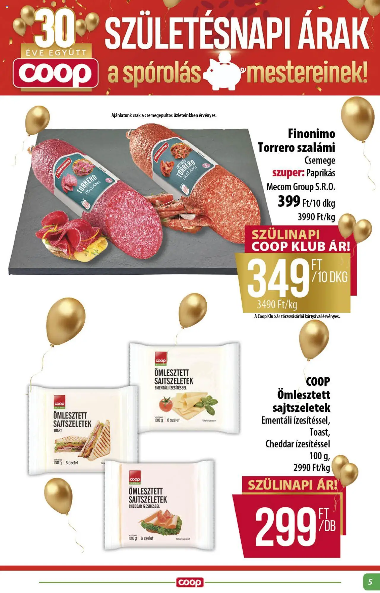 COOP akciós ujság - amely érvényes a következő dátumtól: 21.08.2025 | Oldal: 5 | Termékek: Szalámi, Cheddar