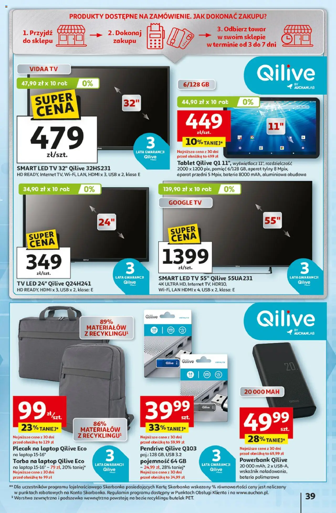 Auchan Gazetka - Odlotowe ceny na start szkoły Hipermarket od 28.08.2025 | Strona: 39 | Produkty: Laptop, Tablet, Torba, Powerbank