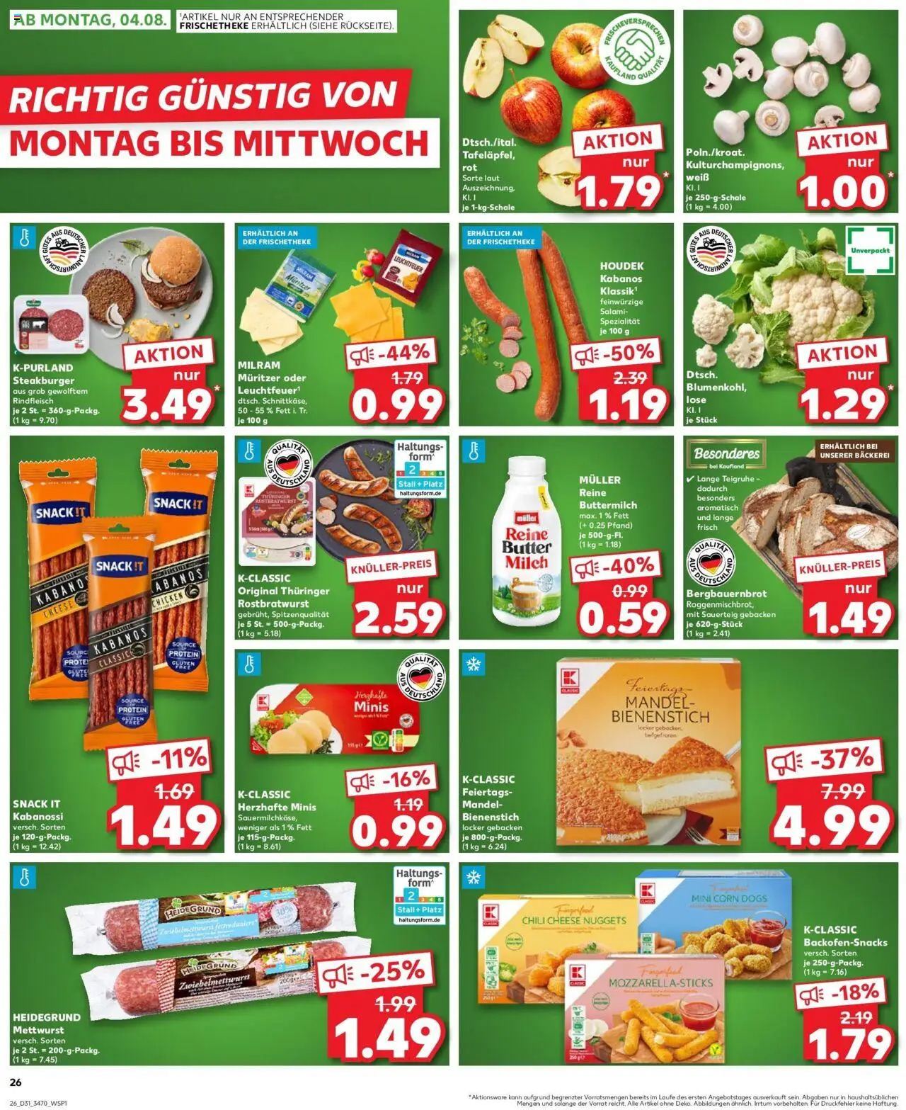 Kaufland prospekt Rathenow	 - gültig ab dem 03.08.2025 | Seite: 1 | Produkte: Bäckerei, Butter, Chili, Rindfleisch