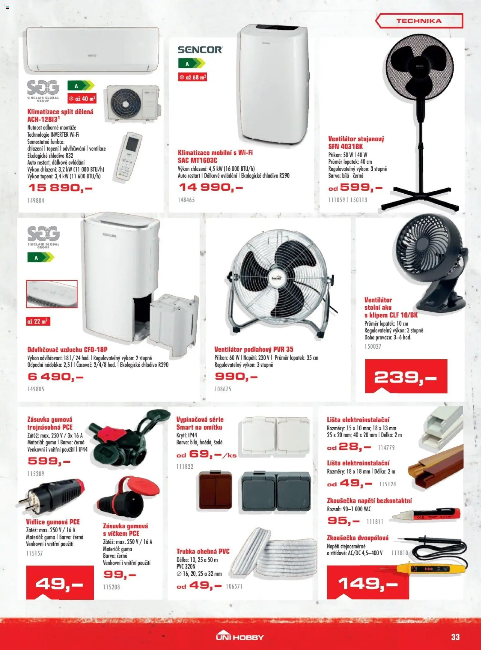 Uni Hobby leták od 30.04.2026 | Strana: 33 | Produkty: Zkoušečka napětí, Ventilátor, Zásuvka, Trubka