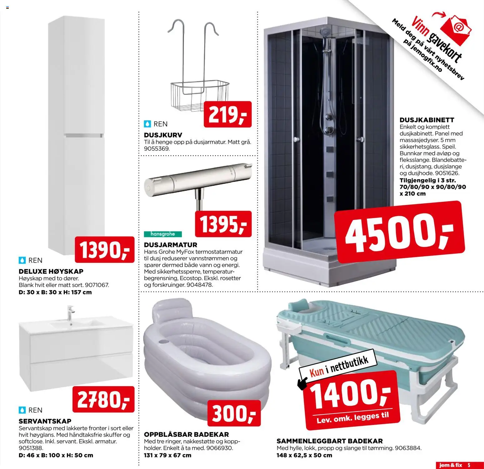 {H1} | Side: 5 | Produkter: Badekar, Вермішель, Dusj