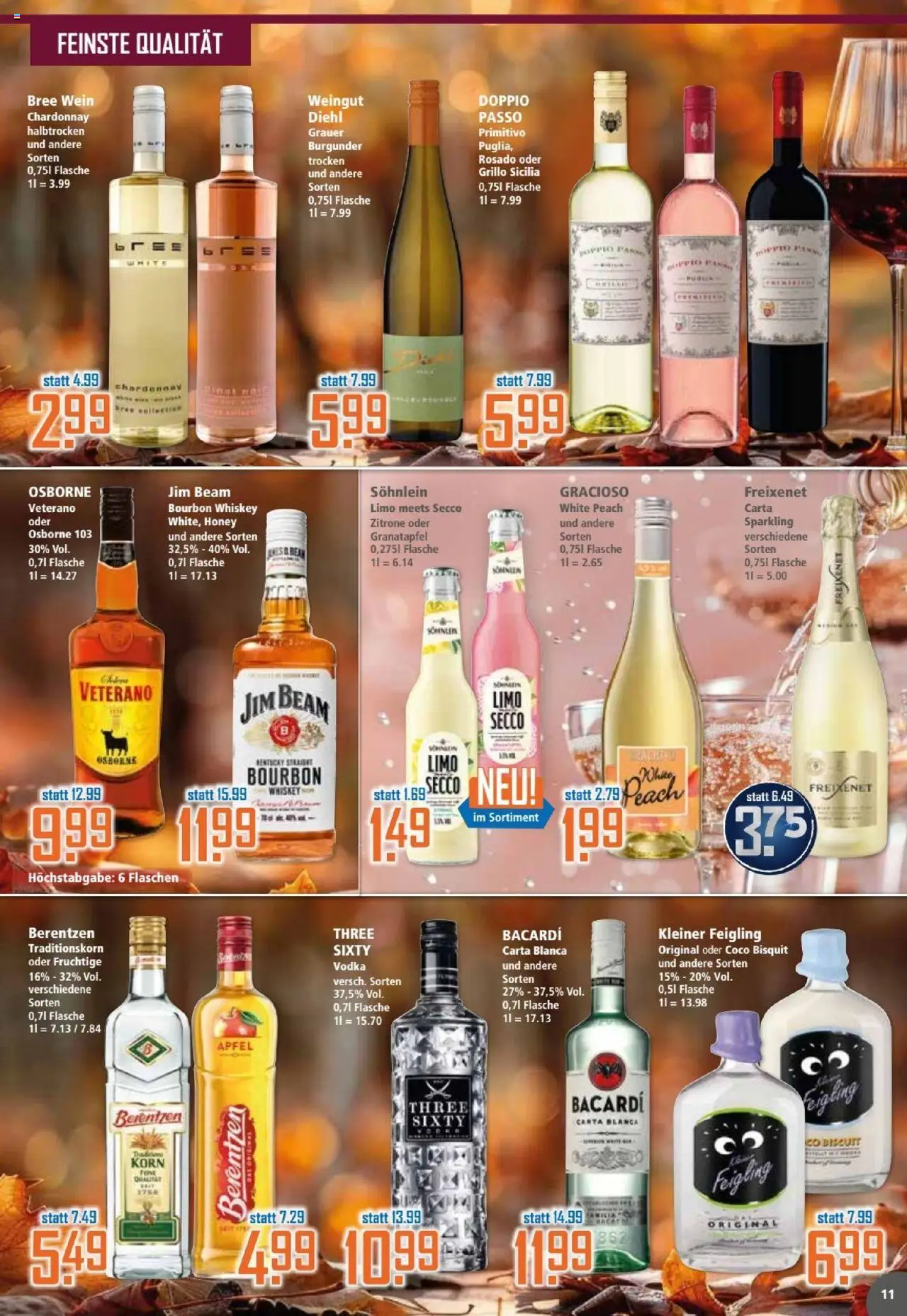 Klaas & Kock Prospekt – gültig ab 29.09.2025 | Seite: 11 | Produkte: Bacardi, Jim beam, Granatapfel, Vodka