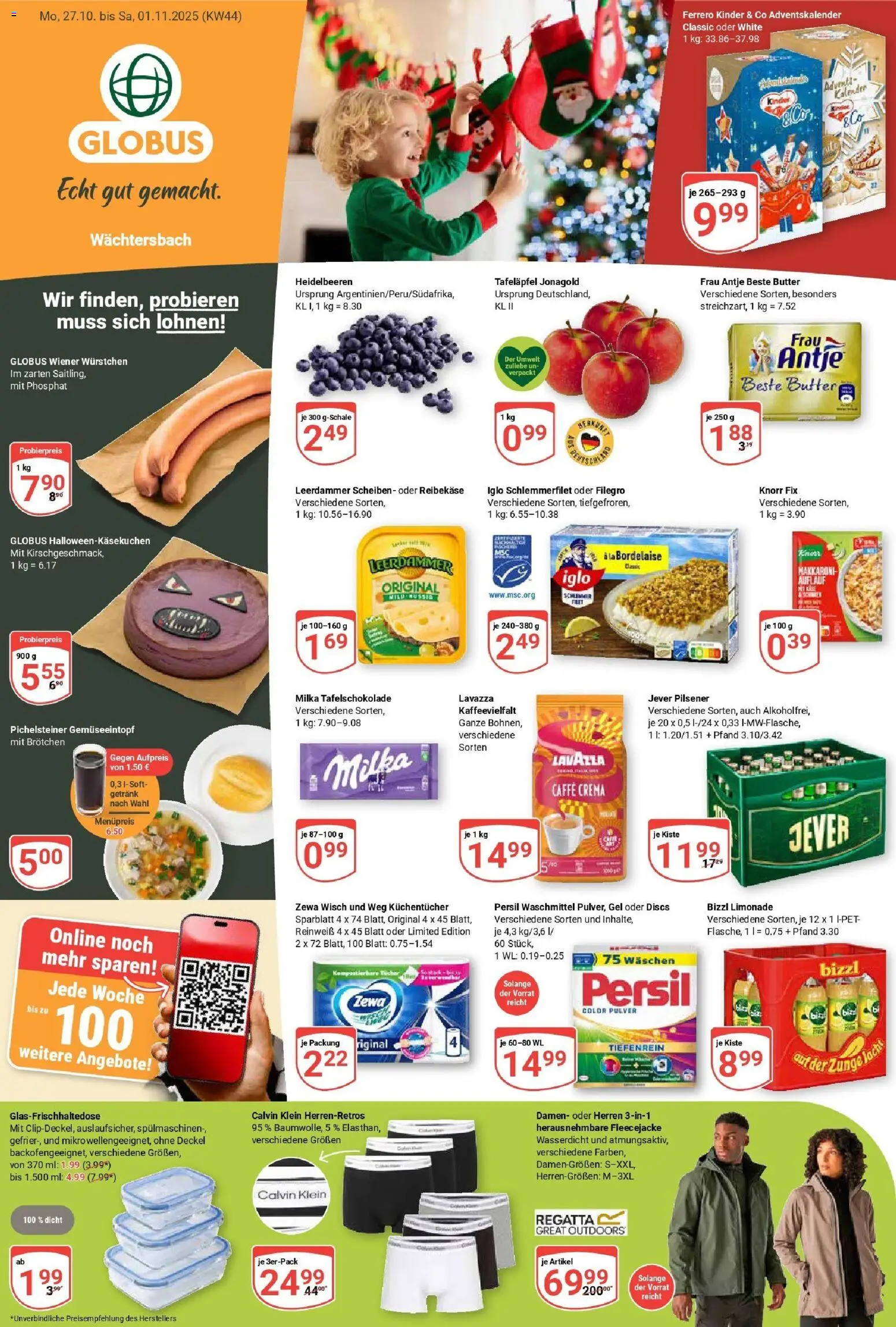 Globus prospekt Wächtersbach	 – gültig ab 26.10.2025 | Seite: 1 | Produkte: Lavazza, Iglo, Jever, Iglo schlemmerfilet