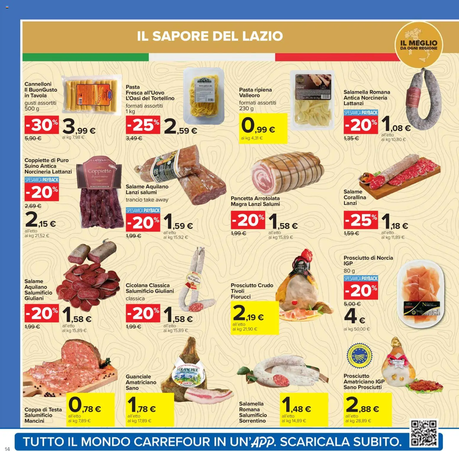 Volantino Carrefour del 16.12.2025 | Pagina: 14 | Prodotti: Salamella, Pancetta, Suino, Guanciale
