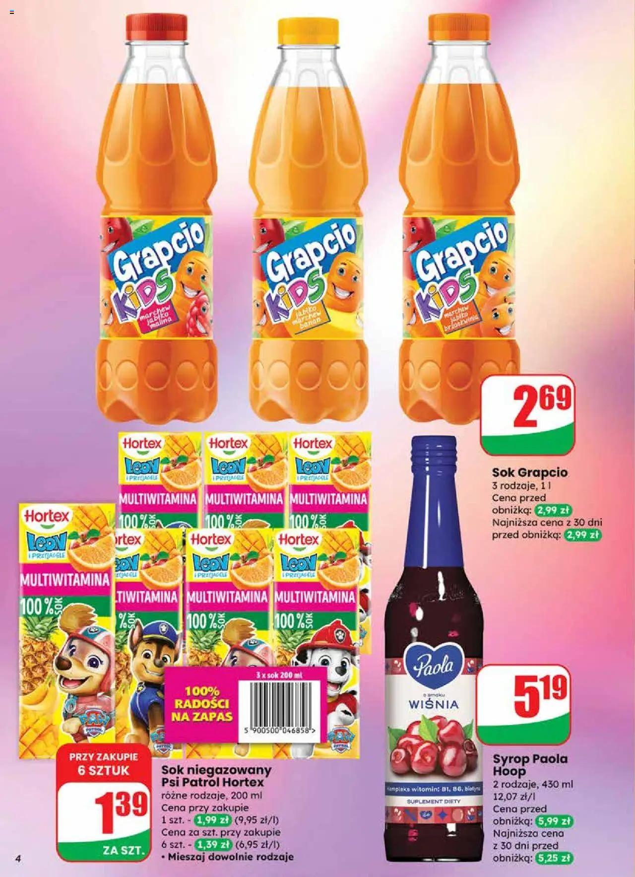 Dino Gazetka od 24.09.2025 | Strona: 4 | Produkty: Brzoskwinia, Syrop, Malina, Sok
