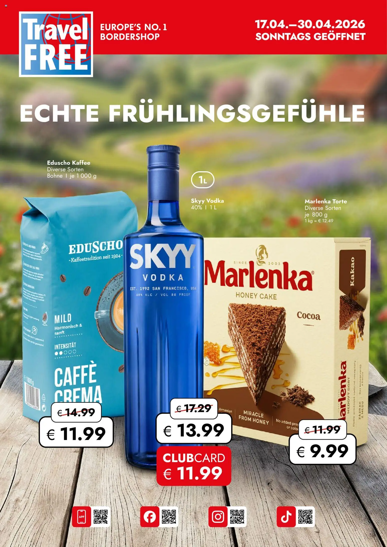 Travel Free  Aktionsangebote – gültig ab 17.04.2026 | Seite: 1 | Produkte: Kaffee, Vodka, Eduscho