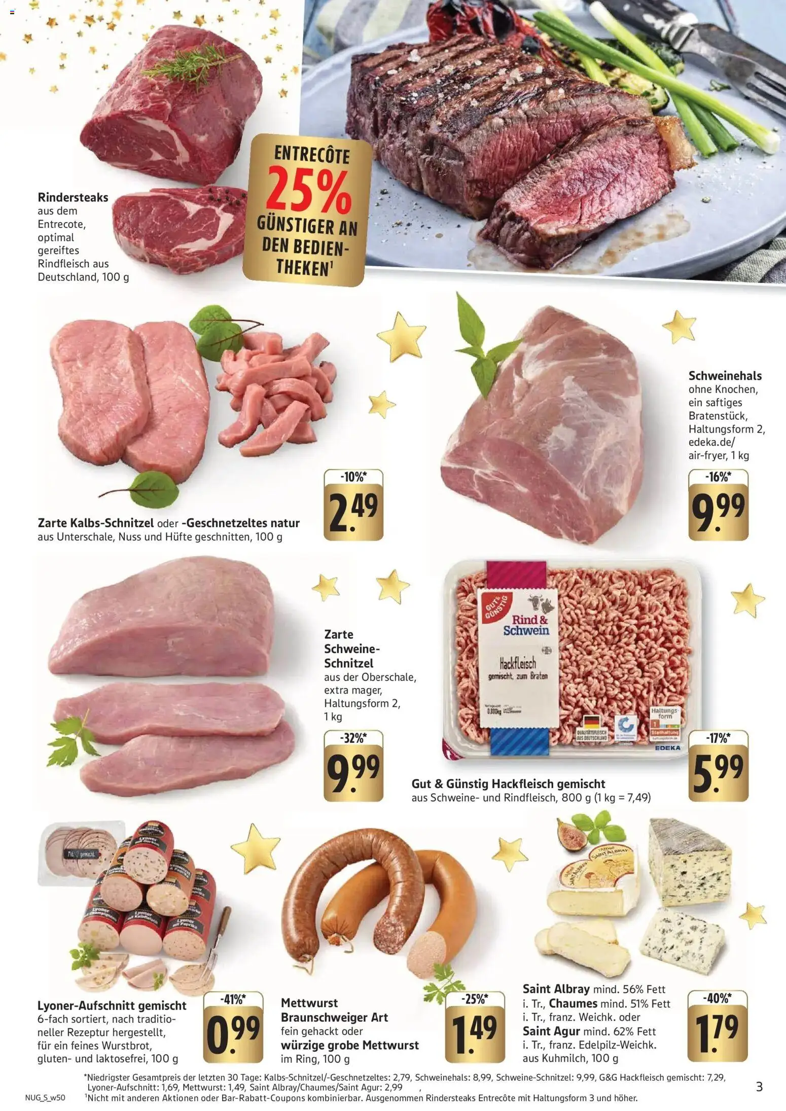 Edeka prospekt Offenburg-Zunsweier	 – gültig ab 08.12.2025 | Seite: 3 | Produkte: Entrecote, Schnitzel, Rindfleisch, Hackfleisch