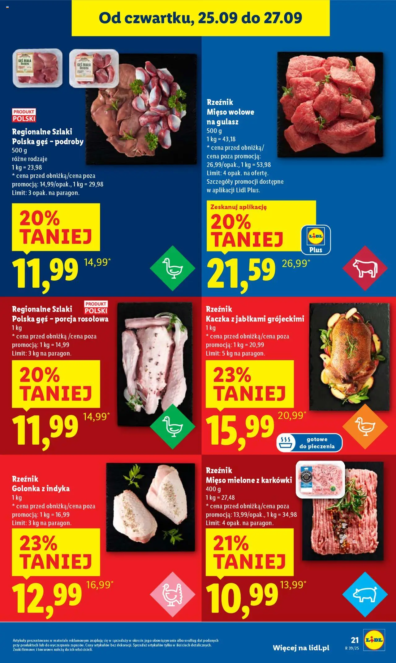 Lidl Gazetka od 25.09.2025 | Strona: 23 | Produkty: Gęś, Kaczka, Mięso mielone, Gulasz