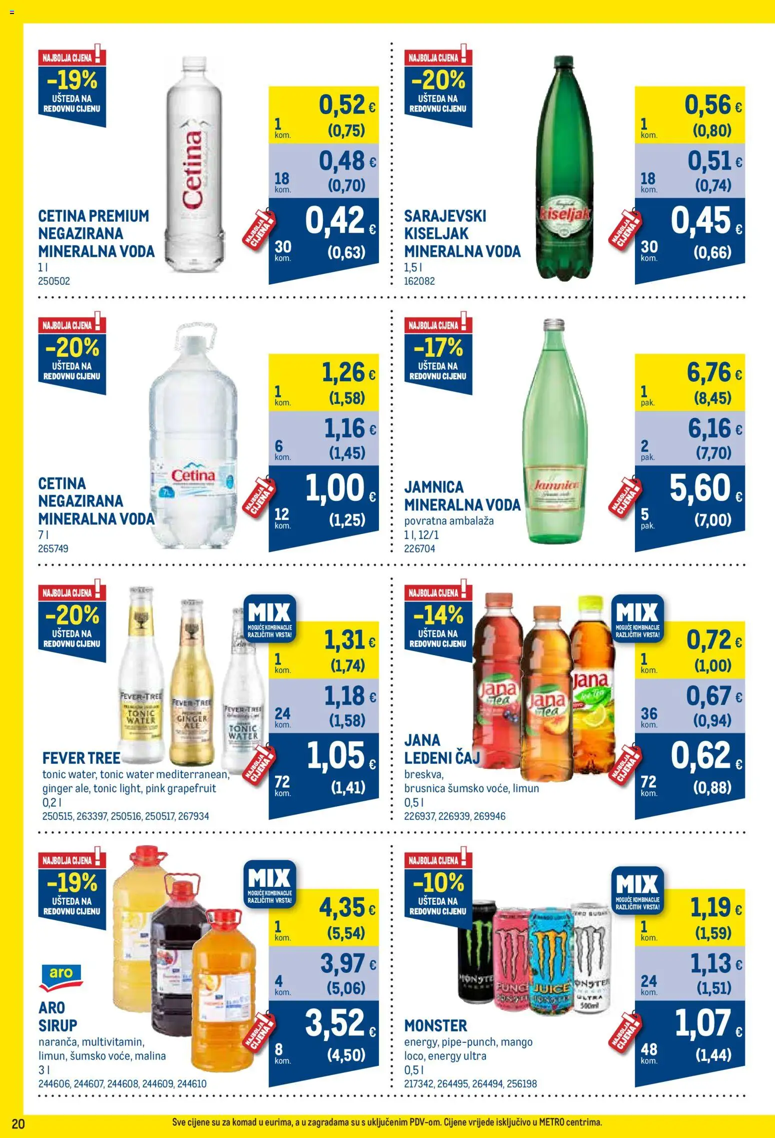 Metro katalog | vrijedi od 01.04.2026 | Stranica: 20 | Proizvodi: Ledeni čaj, Tonic, Limun, Brusnica